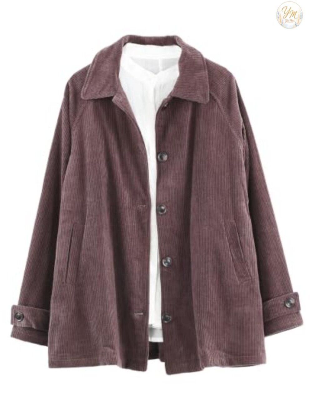 Women's Corduroy Jacket Long Sleeve Button Down Casual Coat with Pockets